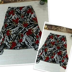Black&white skirt with Red floral accents